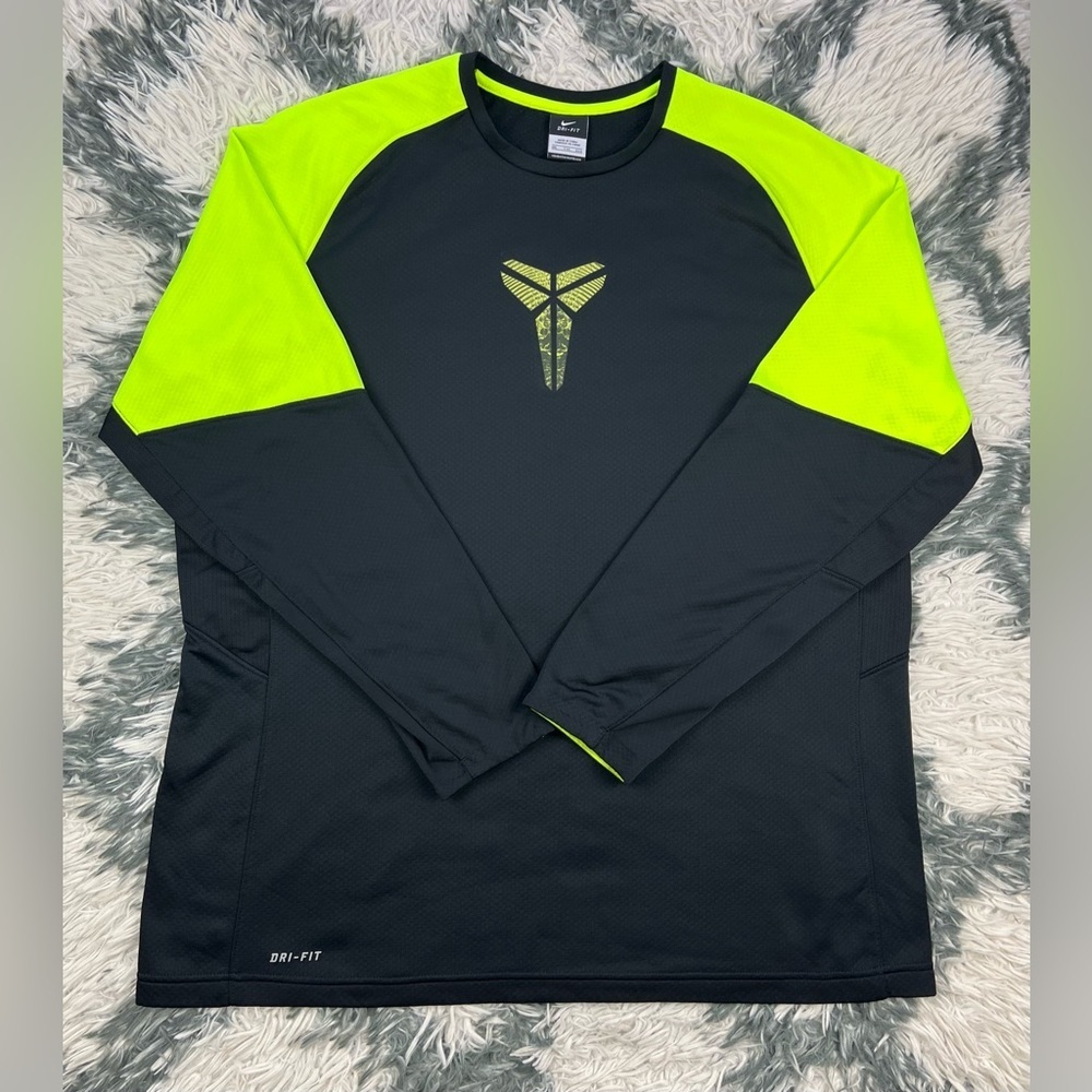 Nike Men's Kobe Bryant Mamba Fearless Dri-Fit Long Sleeve Shirt Black Volt Green